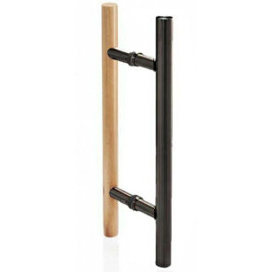 Pochwyt do drzwi sauny DRAVA fi32x450mm dwustronny SS304 drewno bukowe/czarny mat