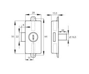 Zamek baskwilowy trzypunktowy SISO H922 fi16,5x20mm jeden numer klucza D20 CK bez akcesoriów - 5