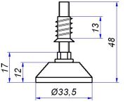 Regulator poziomu M6x30 fi33 bez mufy - 2