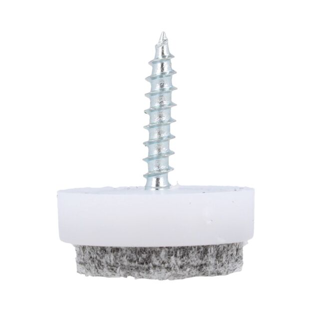 Ślizgacz z filcem fi20x8mm, wkręt biały