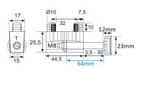 Stopka meblowa PANEL wbijana M8x64mm - 2