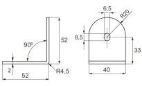 Kątownik do kabin toaletowych WC 50x40x2mm SS304 - 2
