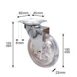 Kółko meblowe WAGNER fi100 transparentne 65kg - 2