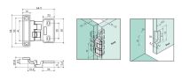 Zawias 240 stopni otwarcia 10-13mm nakładany - 3