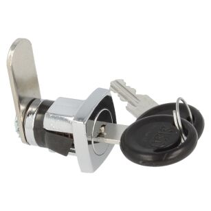 Zamek krzywkowy do mebli metalowych SISO X44 90st jeden numer klucza D20 chrom CK
