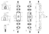Zamek baskwilowy trzypunktowy SISO X922 fi19x22mm prawy jeden numer klucza D20 CK czarny - 4