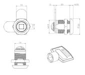 Zamek na klucz kwadratowy SISO X1920 grubość płyty max 12mm A01 chrom - 4