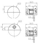 Zawias UV/Glue fi20mm szkło max 12mm SS304 szczotkowana/cena za parę - 4