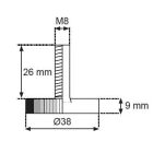 Stopka meblowa ALPHA M8x26mm fi38 czarna - 2