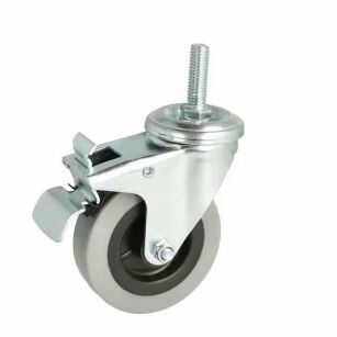 Kółko meblowe fi75 CAESAR gumowe z metalowym hamulcem z trzpieniem gwintowanym M10x30mm