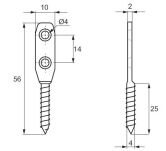 Wspornik półki PADDLE wkręcany 56x10x2mm/gwint fi4x25mm - 2