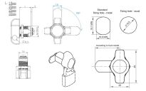 Zamek krzywkowy na kłódkę SISO CAM 300L 90st z gwintem 25mm chrom A04 - 5