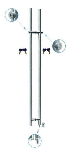 Pochwyt drzwiowy fi35x1500mm zamek/zamek stal nierdz. szczotkowana