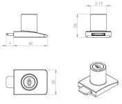 Zamek na klej UV do drzwi pojedynczych SQUARE chrom MK - 3