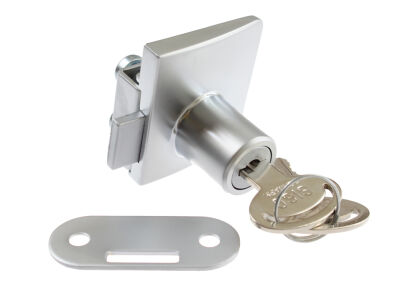Zamek do drzwi szklanych podwójnych SQUARE Master J11 aluminium MK
