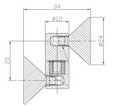 Zawias unoszący UV/Glue fi24mm szkło 6-10mm SS304 szczotkowana - 4