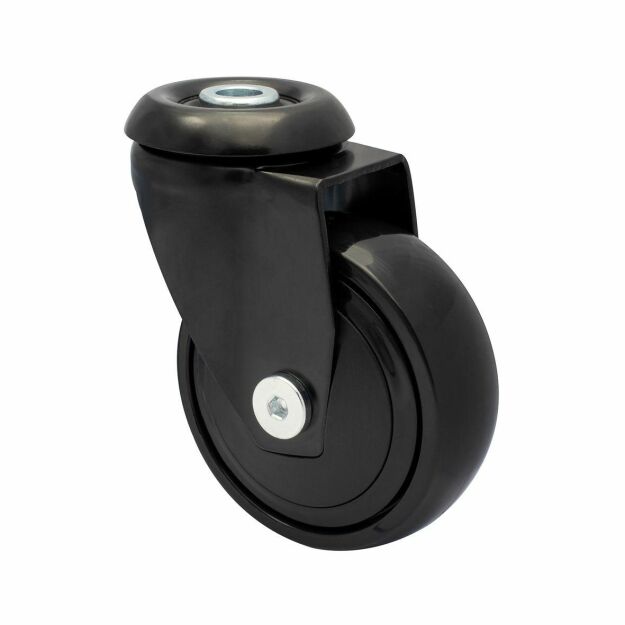 Kółko meblowe WAGNER 3C fi75 obrotowe z otworem 10mm czarne