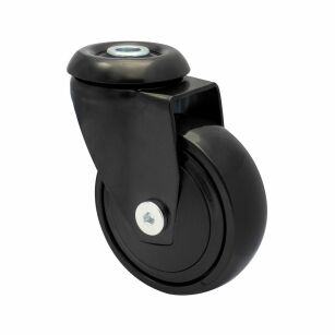 Kółko meblowe WAGNER 3C fi75 obrotowe z otworem 10mm czarne
