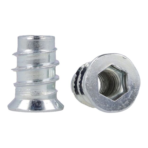 Mufa wkręcana z kołnierzem M6x15mm jasny ocynk