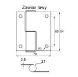 Zawias do kabin toaletowych WC SISO samodomykający 94x70mm lewy SS304 - 2
