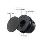 Gniazdo zasilające z ładowarką 2xUSB (A+C) fi80mm czarne - 5