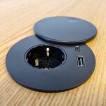 Gniazdo zasilające z ładowarką 2xUSB (A+C) fi80mm czarne - 6