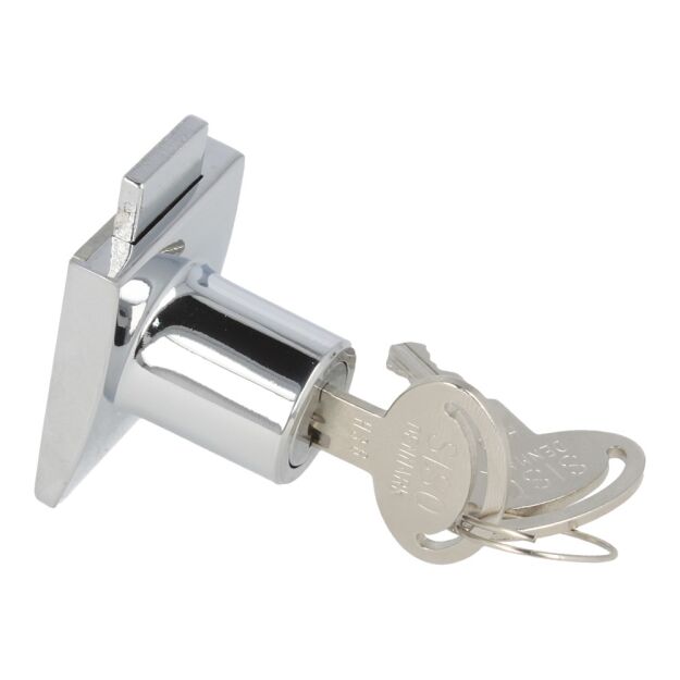Zamek na klej UV do drzwi pojedynczych SQUARE jeden numer klucza D20 chrom MK