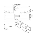 Zacisk szkła HEAVY szkło/szkło zawiasowy SS304 - 2