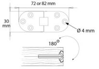 Zawias do stołu z blatem rozkładanym 30x72x2mm stal nierdzewna SS316 połysk - 2
