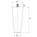 Noga meblowa dębowa SVALA stożkowa 130mm brąz mat - 4