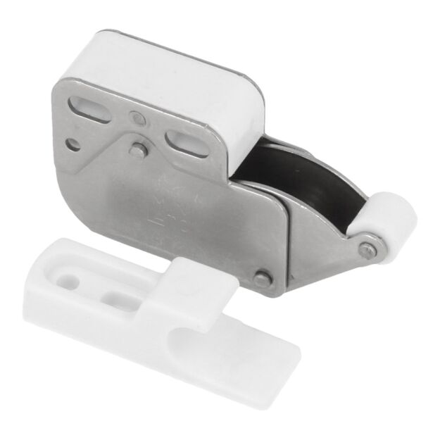 Zatrzask meblowy sprężynowy MINI LATCH biały ze stali nierdzewnej EU