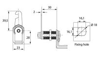Zamek krzywkowy na kłódkę SISO LOOP 360st 18x30mm chrom - 6