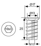 Mufa wkręcana z kołnierzem M10x25mm do drewna ocynk - 3