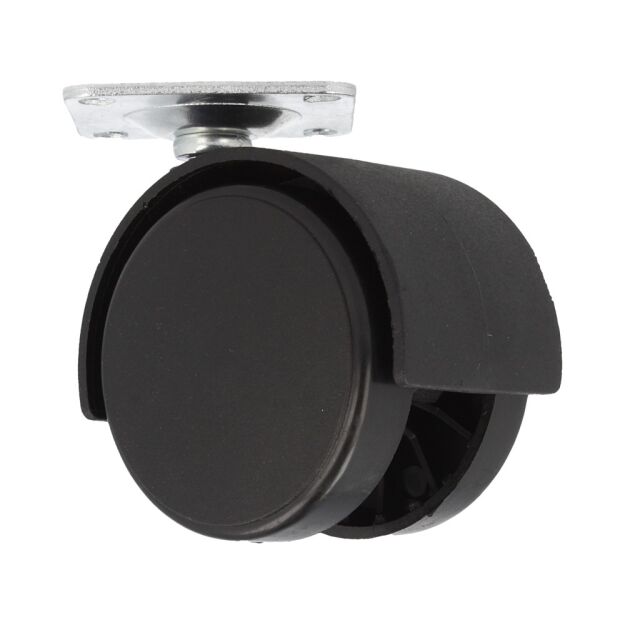 Kółko meblowe fi50 czarne tworzywowe z płytką montażową 32x32mm