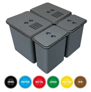 Zestaw koszy MERIL szary Z NAKLEJKAMI I FILTRAMI 2x16L+2x8L