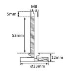 Stopka meblowa COMO M8x53mm fi33 - 3