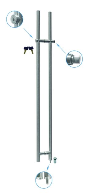 Pochwyt drzwiowy fi35x1500mm zamek/gałka stal nierdz. szczotkowana