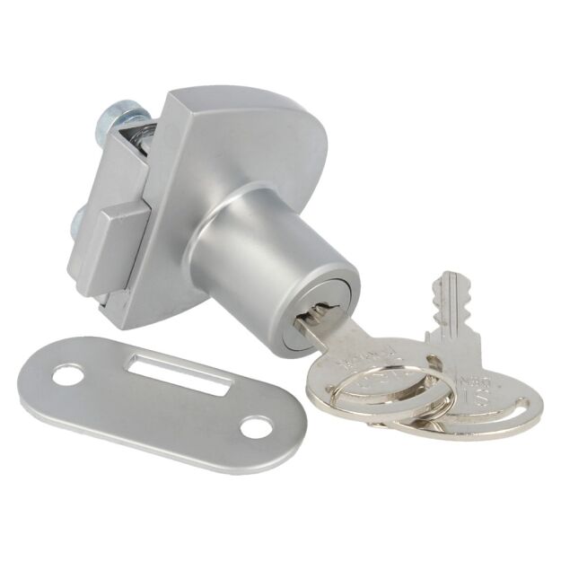 Zamek do drzwi szklanych podwójnych BADGE aluminium MK