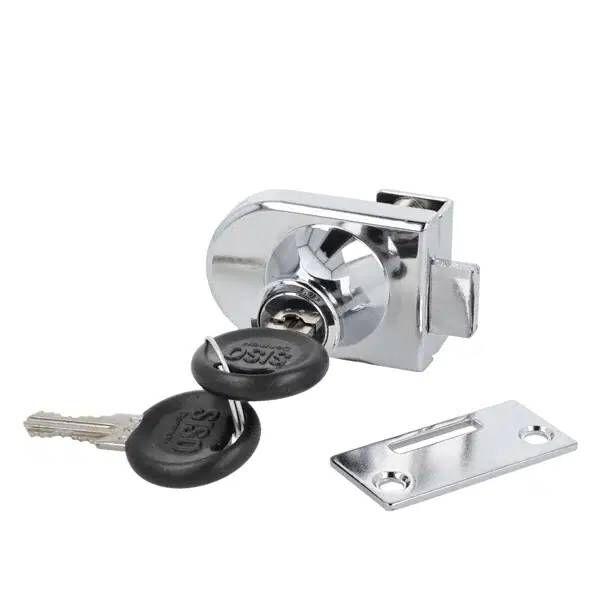 Zamek do drzwi szklanych pojedynczych SISO 64081 chrom jeden numer klucza D20 CK
