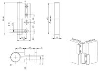 Zawias do kabin toaletowych NINA WC SISO prawy aluminium czarny - 3