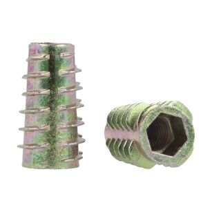 Mufa wkręcana bez kołnierza M6x20mm E żółty ocynk
