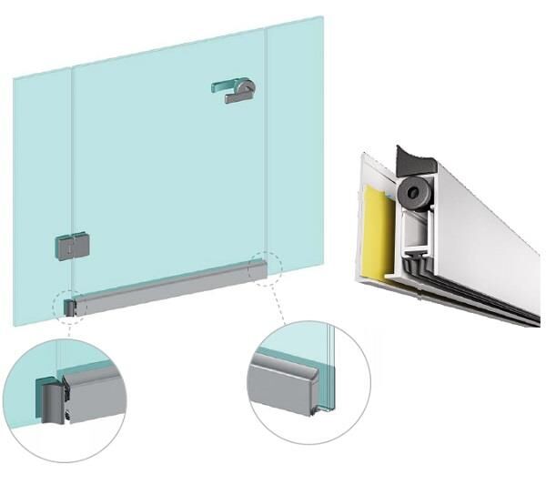 Profil dolny drzwi szklanych regulowany 930mm aluminium