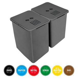 Zestaw koszy MERIL szary Z NAKLEJKAMI I FILTRAMI 2x20L