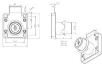 Zamek meblowy kwadratowy SISO X850 fi19x26mm jeden numer klucza D20 CK - 5