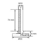 Stopka meblowa COMO M10x74mm fi33 - 3