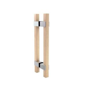 Pochwyt do drzwi sauny WISLA 20x20x450mm dwustronny SS304 drewno bukowe chrom