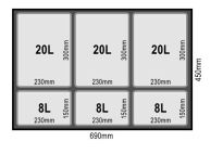 Zestaw koszy MERIL szary Z NAKLEJKAMI 3x20L+3x8L - 3