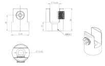Wspornik szkła CYLINDRICAL 6-10mm złoty - 3