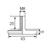 Stopka meblowa TITAN M8x25mm fi43 biała jasny ocynk - 3