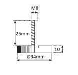 Regulator poziomu fi 34 bez mufy M8x25mm - 3